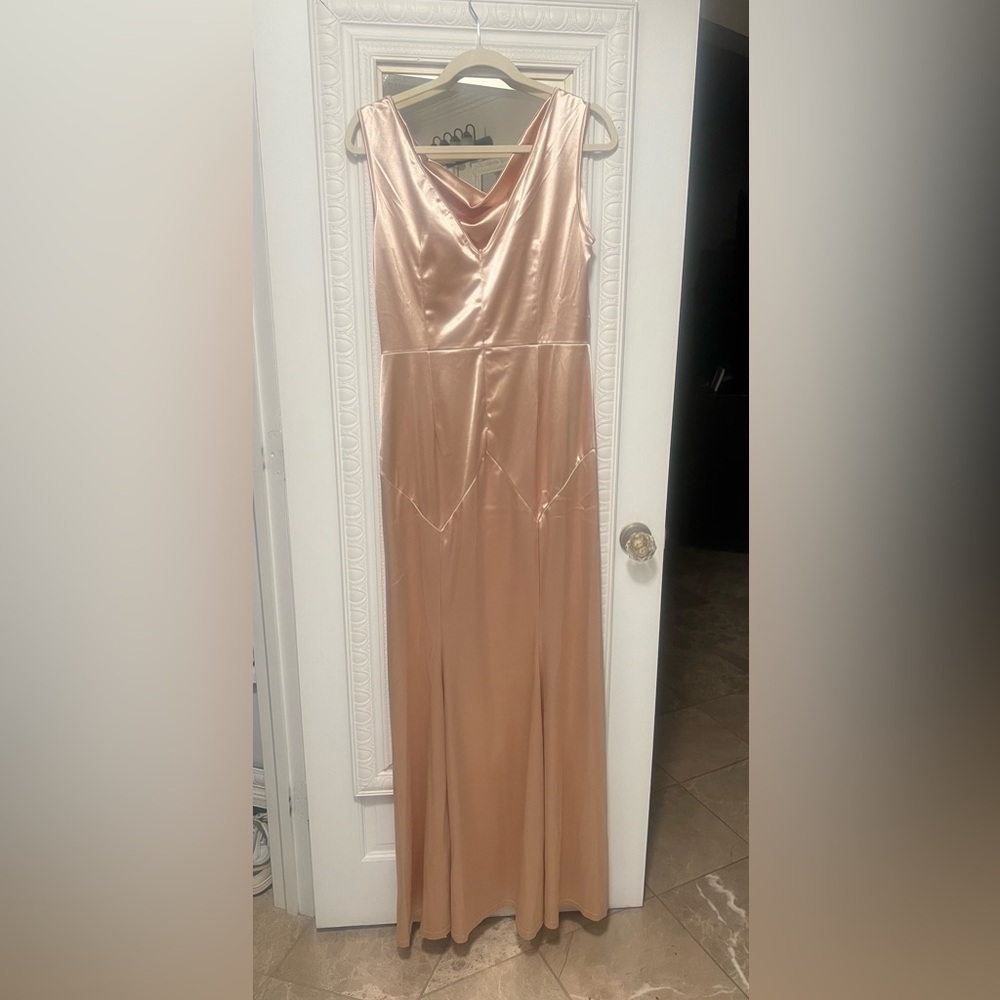 Champagne Cowl Neck Stretch Dress. XL with stretch will fit 10/12 worn once.